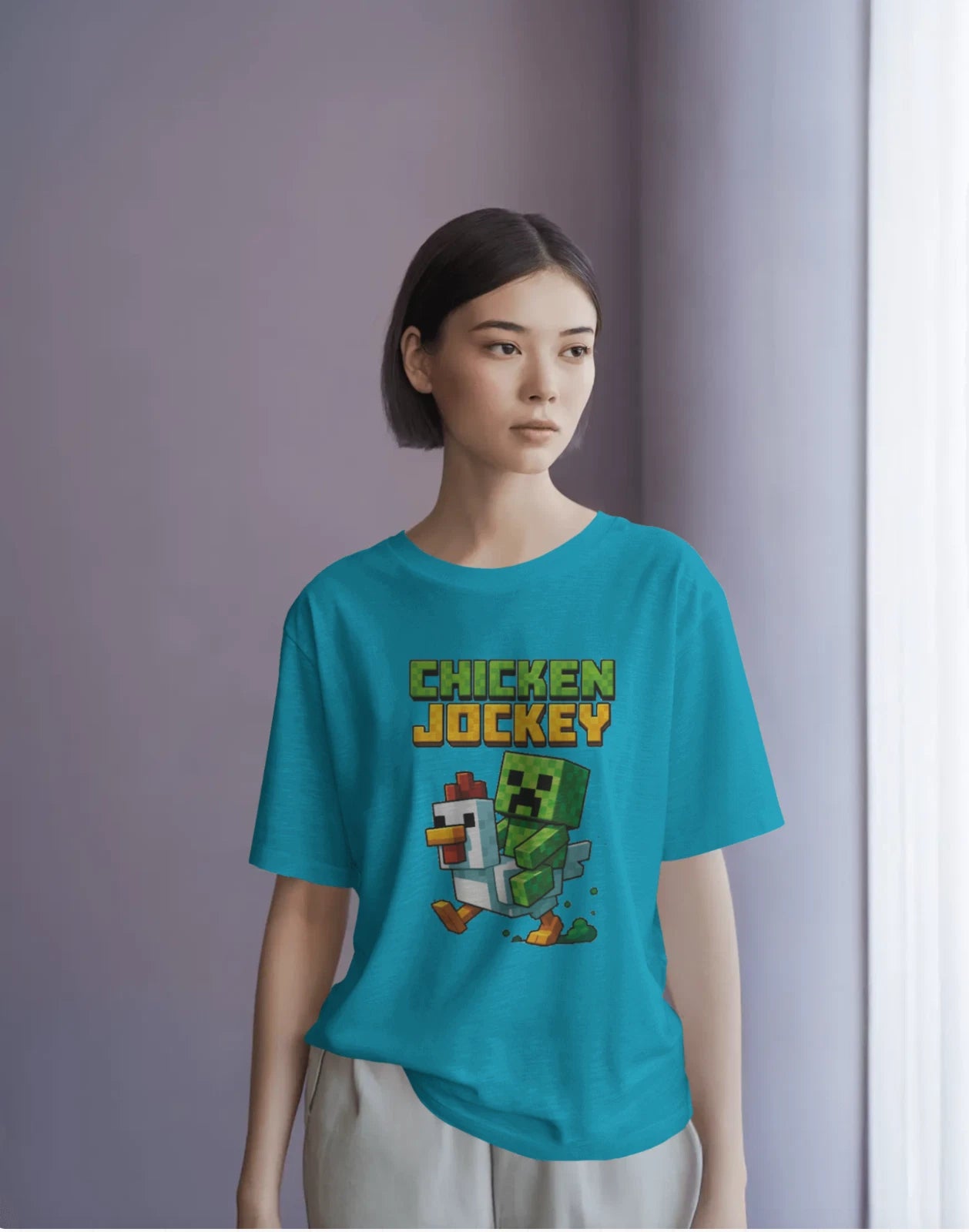 Minecraft Chicken Jockey DTF T-Shirt | Gaming Tee | Unisex