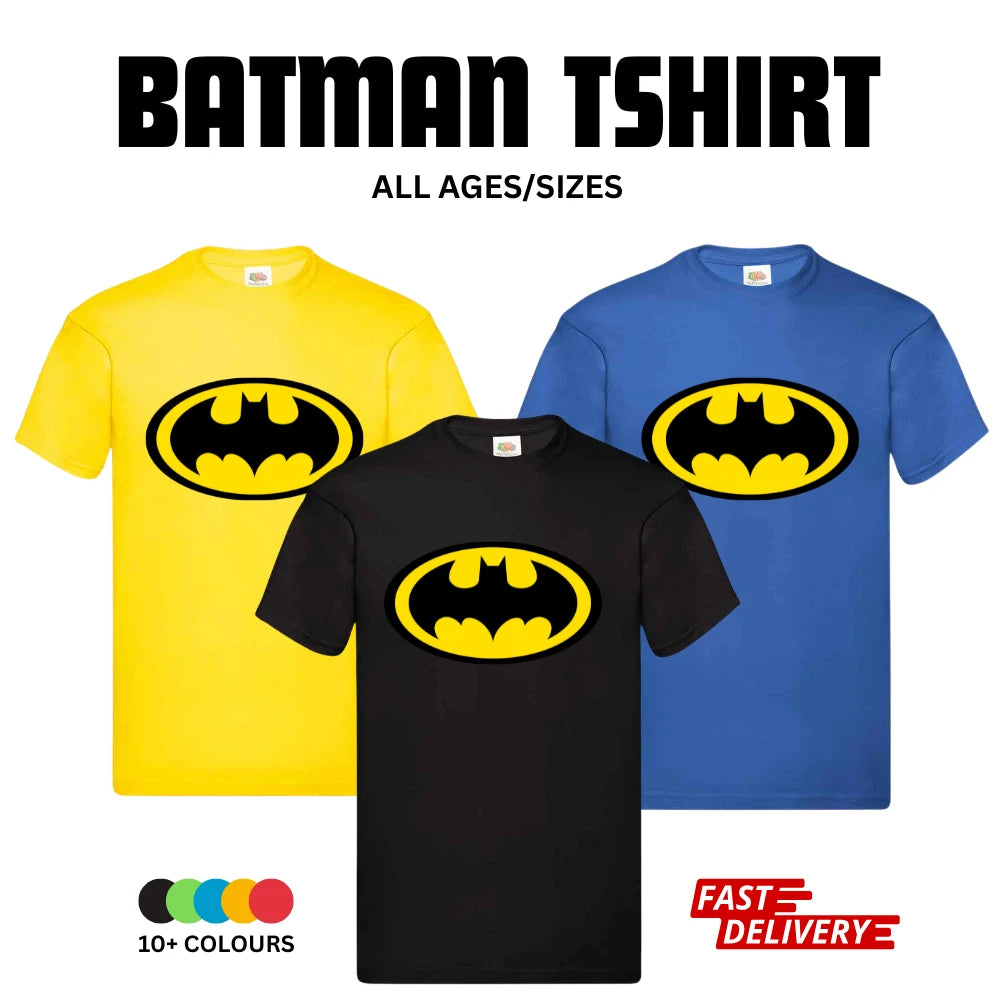 Batman Logo T-Shirt DTF Print | DC Comics Dark Knight Tee | Adult Kids Premium Cotton