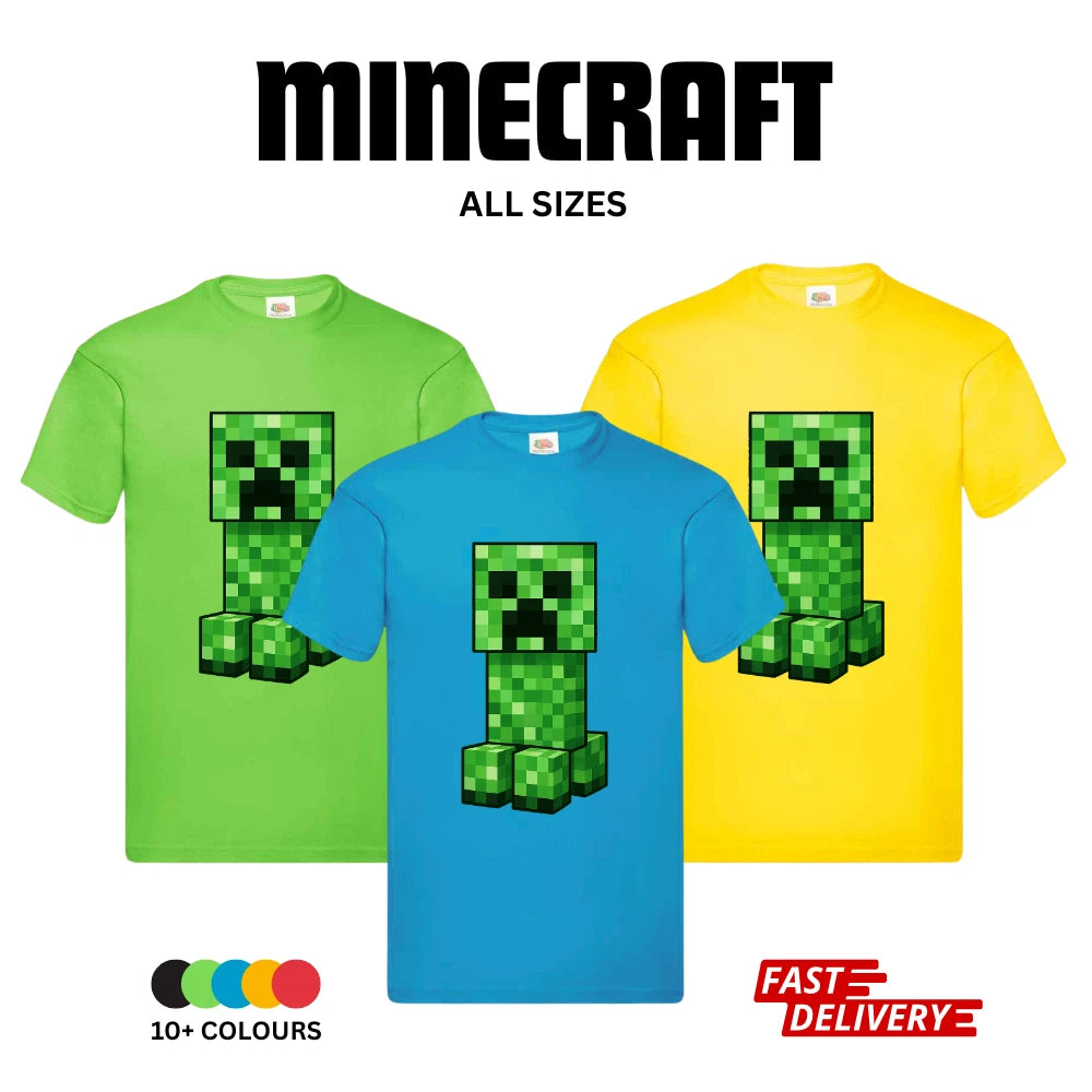 Minecraft Creeper T-Shirt All Sizes | Kids Adults 3-4 Years to 3XL | DTF Print